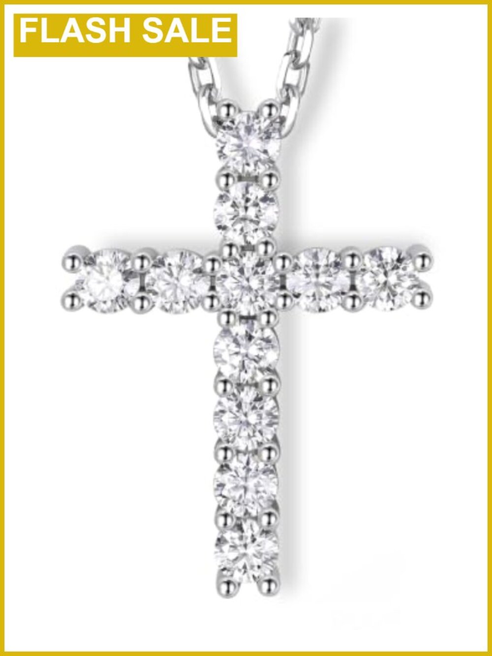 Moissanite Cross Necklace Sterling Silver 1 Carat D Color VVS1 18-20"